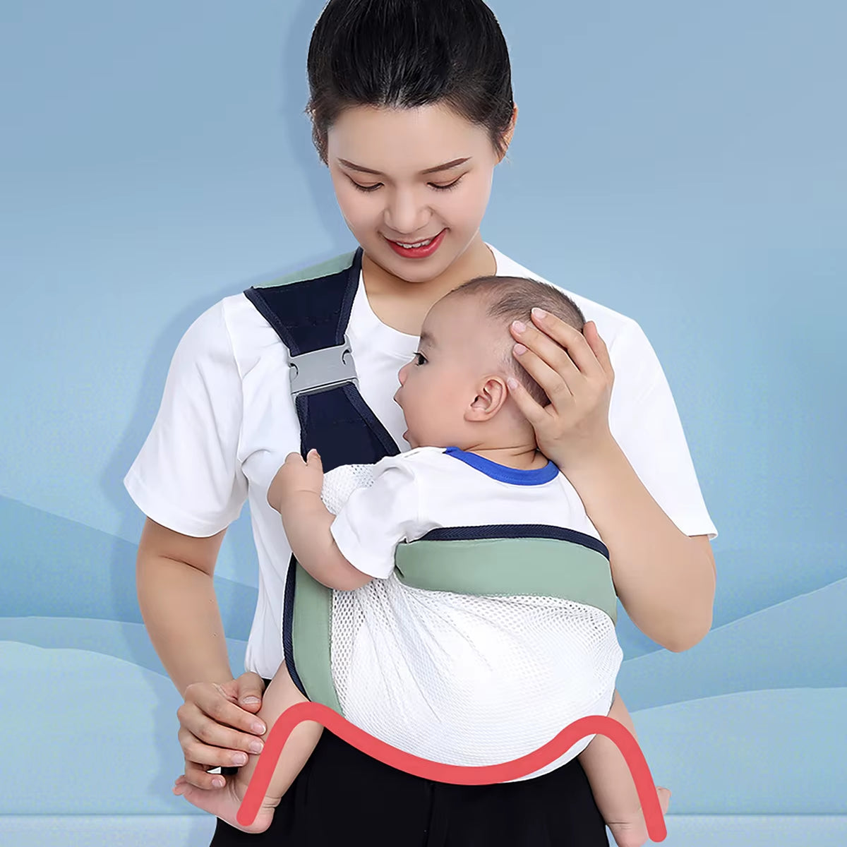 Portable Baby Backpack and Baby Carrier for Outdoor Travel; Horizontal Front Multi-Functional Newborn Bag; Four-Season Breathable