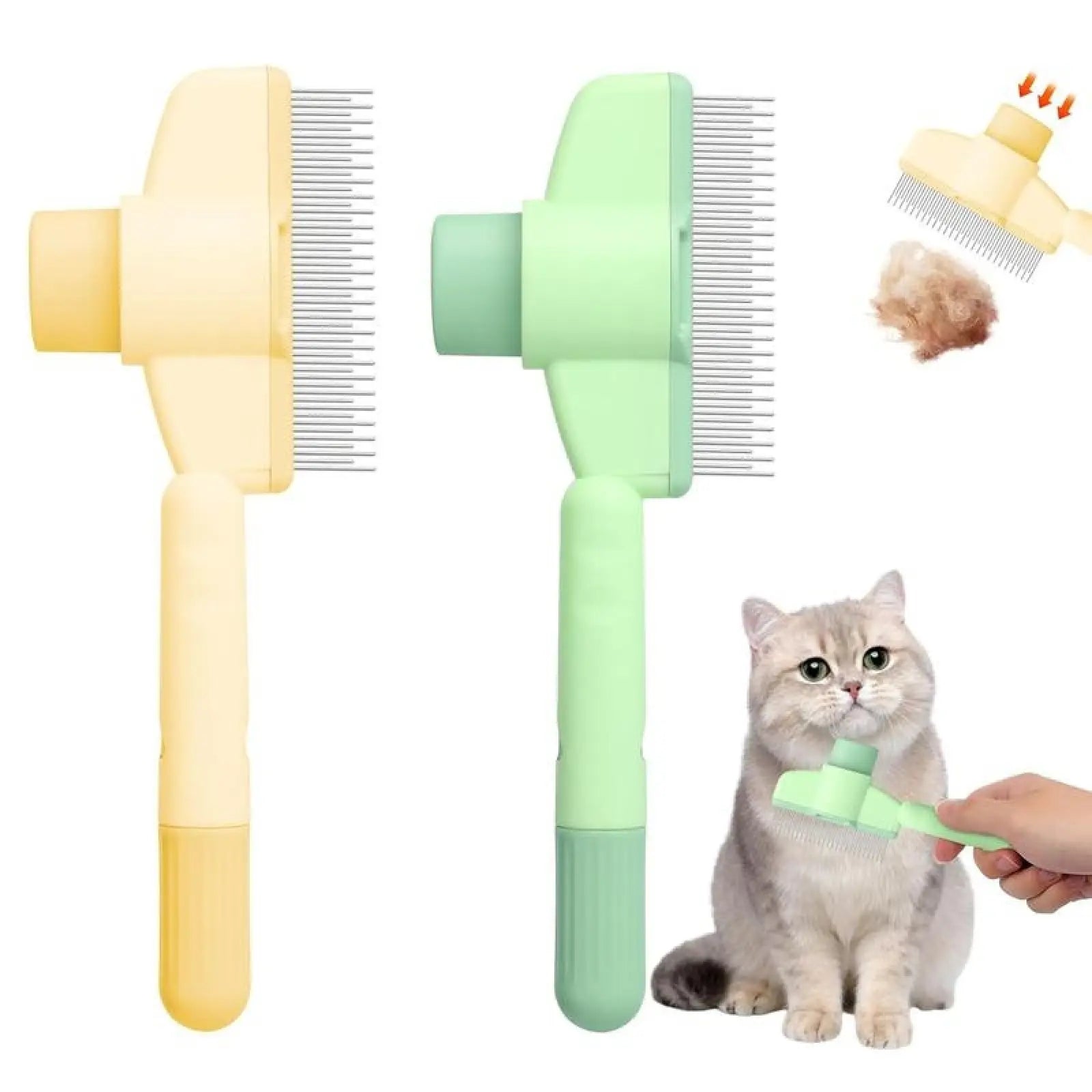 2-Pack Pet Hair Removal Comb Self-Cleaning Pet Comb for Dogs & Cats – Dual-Length Stainless Steel Teeth for Shedding, Tangles & Flea Removal | Easy-Clean Grooming Tool for Short &Long Hair, Ideal for Cats, Dogs & Small Pets.