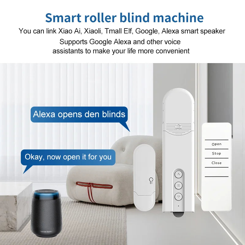 Wifi Electric Blind Roller Motor Silent Motor with Remote APP Voice Control with Alexa Google Home Automation Window Treatments