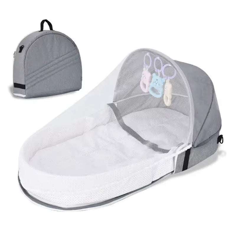 Portable Baby Crib with Mosquito Net - Convenient Folding Bed for Newborns, Ideal for Travel and Camping