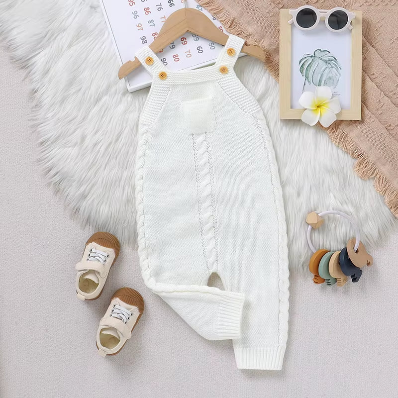 Baby Rompers for Boys Girls Solid Sleeveless Knitted Jumpsuits Playsuits 0-18M One Piece Newborn Netural Outfits Toddler Clothes