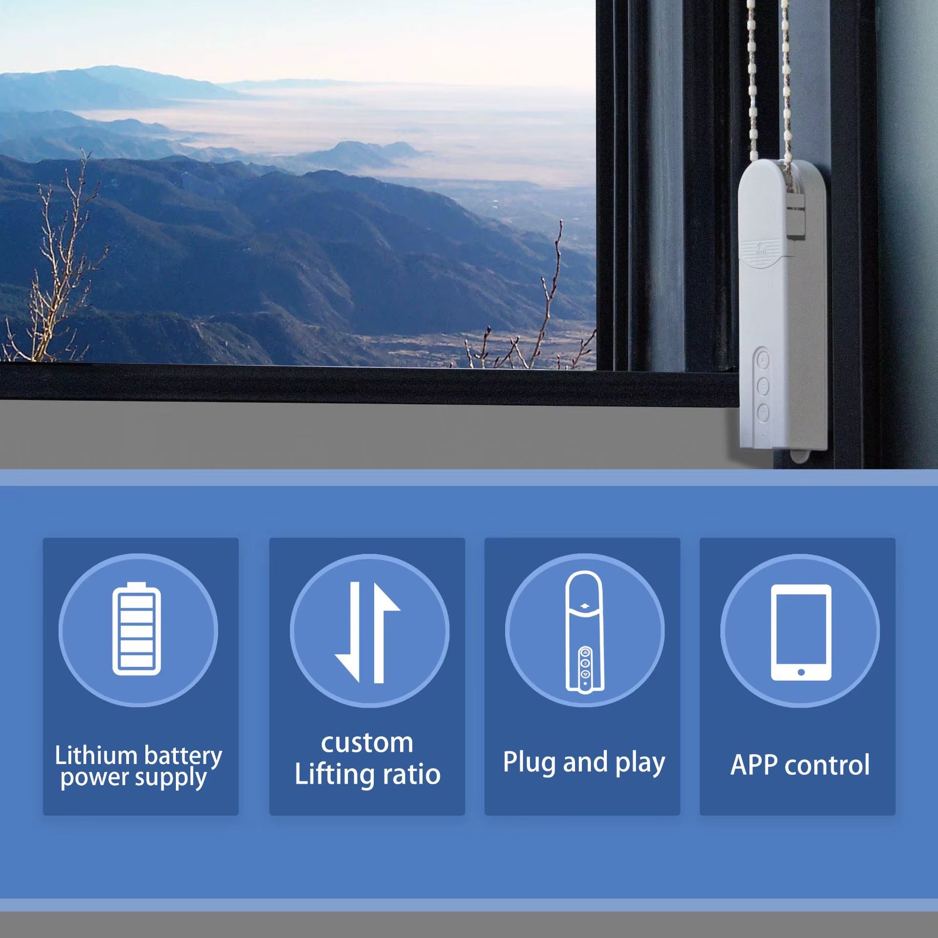 Wifi Electric Blind Roller Motor Silent Motor with Remote APP Voice Control with Alexa Google Home Automation Window Treatments