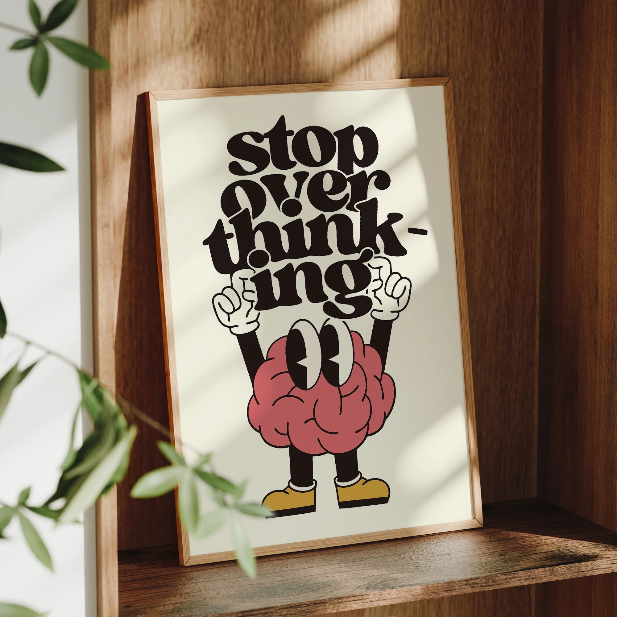 Stop Overthinking Brain and Shoes Wall Art Prints Canvas Painting Poster Picture for Living Bedroom Home Decor