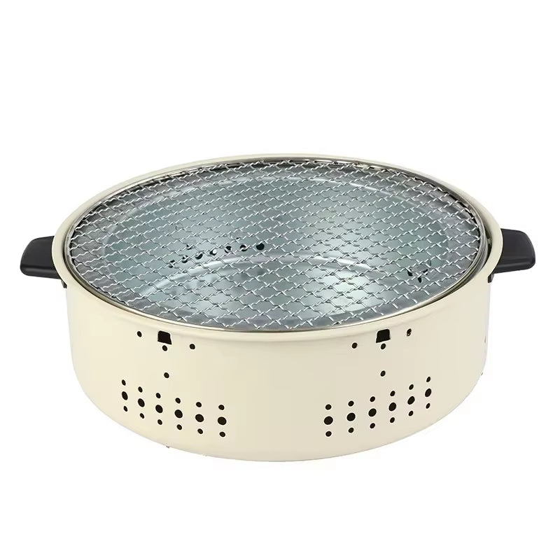 Portable Barbecue Grill Korean Charcoal Stove Stainless Steel Split BBQ Stove round Non-Stick Barbecue Rack for Outdoor Camping