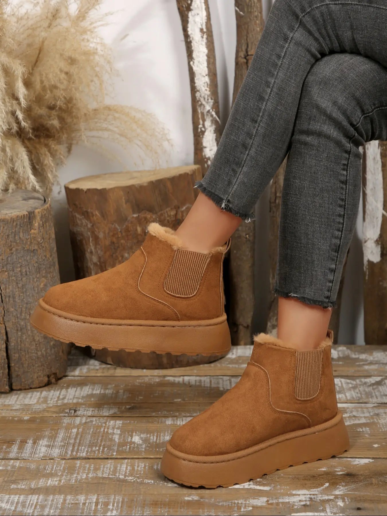 Women'S Stylish Warm Snow Boots, Comfortable Thick Sole Non-Slip Fashionable Durable Essential for Winter, Ideal for Daily Outings, Winter Warm Shoes