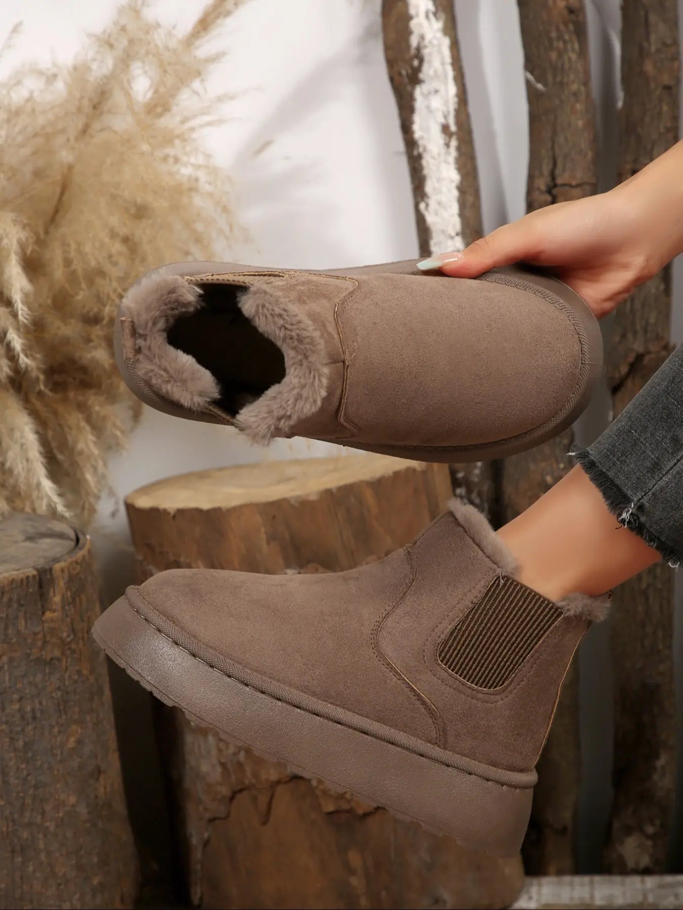Women'S Stylish Warm Snow Boots, Comfortable Thick Sole Non-Slip Fashionable Durable Essential for Winter, Ideal for Daily Outings, Winter Warm Shoes