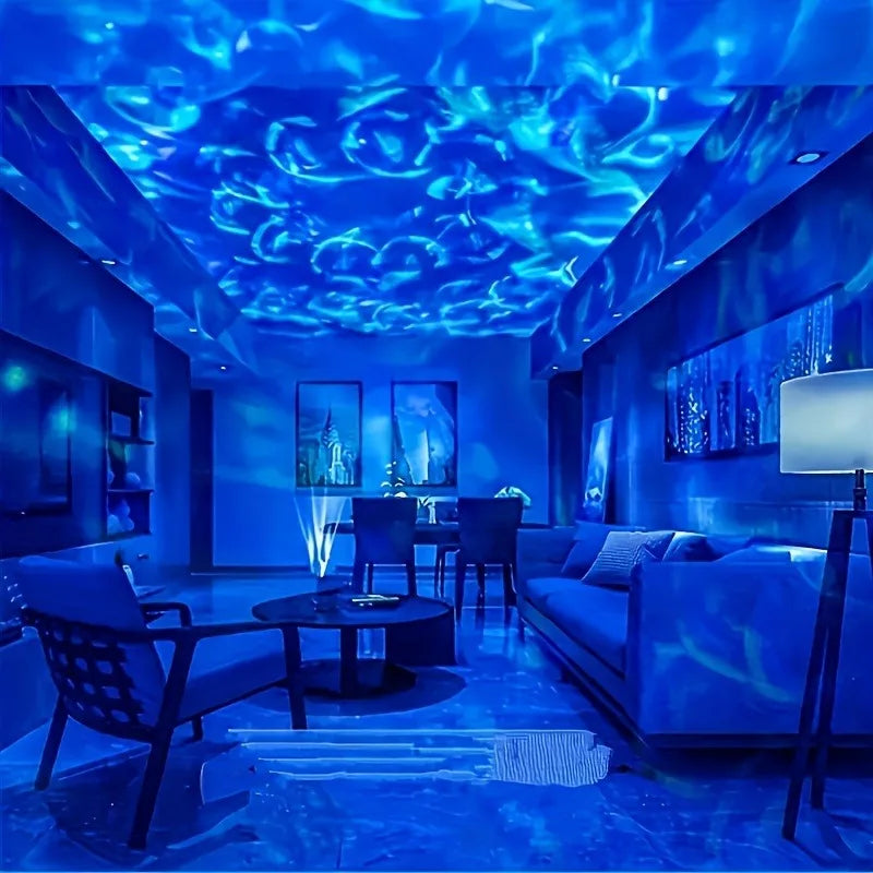 1Pc Vibrant Water Ripple LED Projection Light,Remote Control,Usb-Powered,Rgb Atmosphere Projector for Bedroom,Home Theater Decor