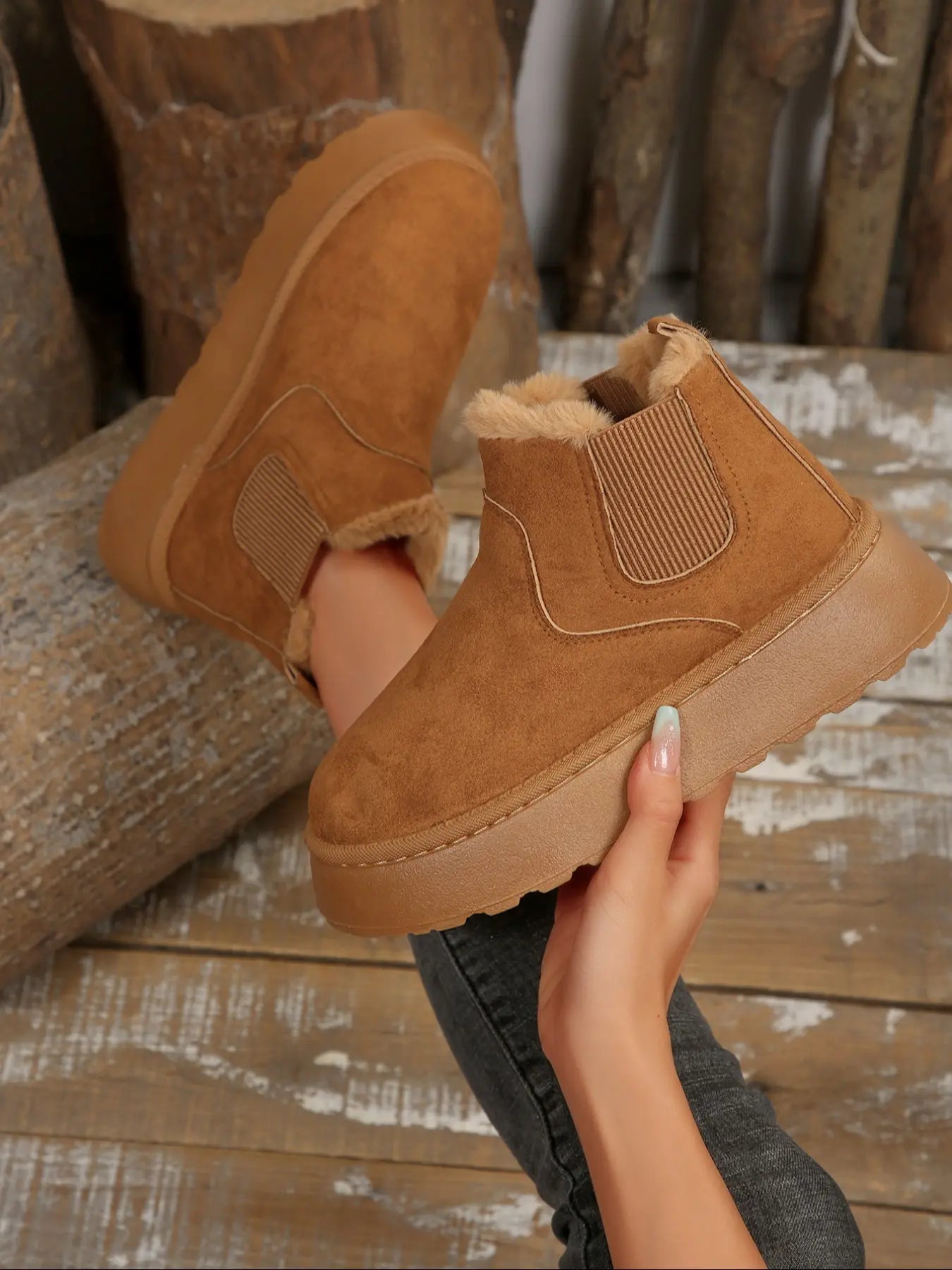 Women'S Stylish Warm Snow Boots, Comfortable Thick Sole Non-Slip Fashionable Durable Essential for Winter, Ideal for Daily Outings, Winter Warm Shoes