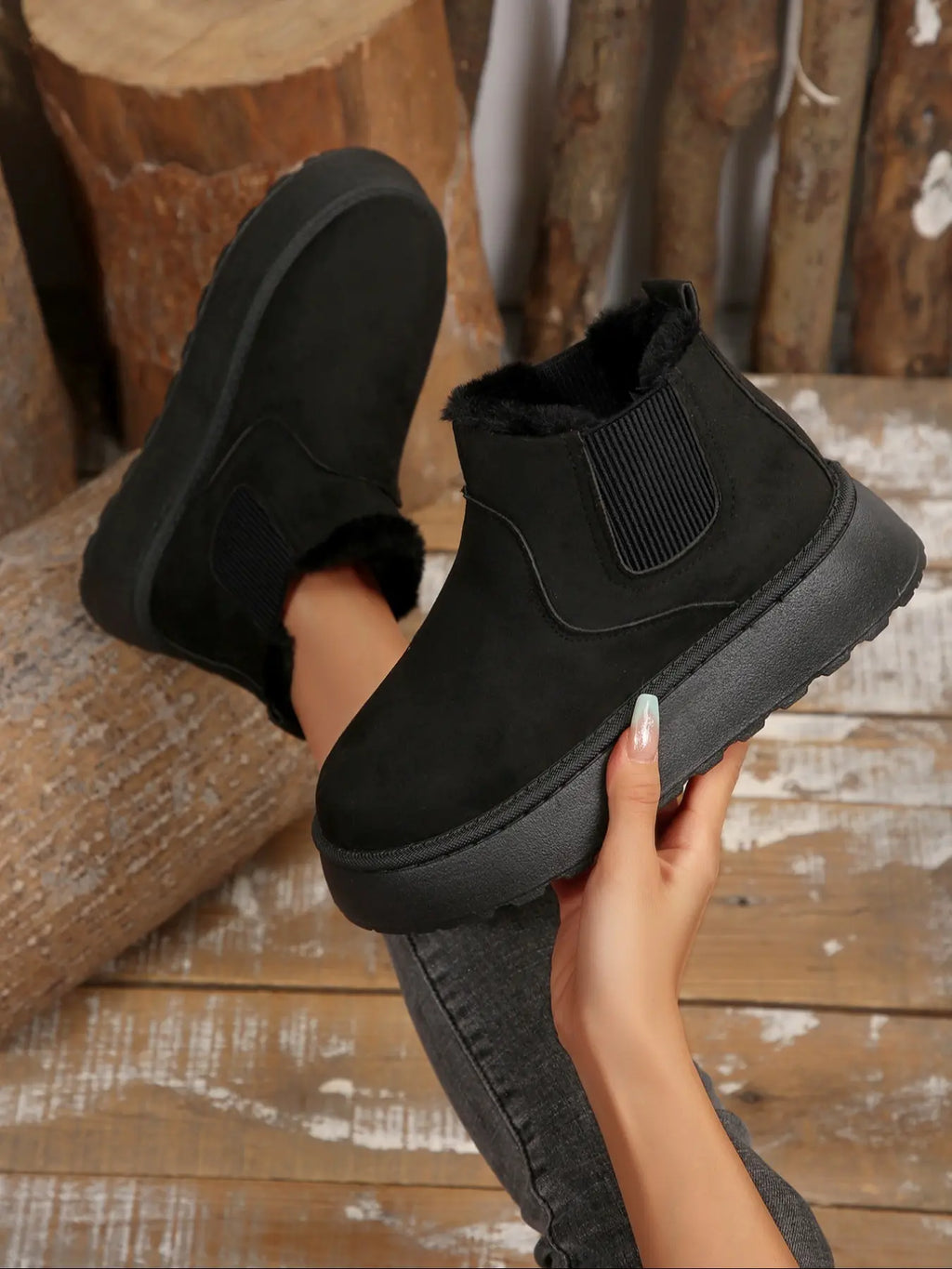 Women'S Stylish Warm Snow Boots, Comfortable Thick Sole Non-Slip Fashionable Durable Essential for Winter, Ideal for Daily Outings, Winter Warm Shoes