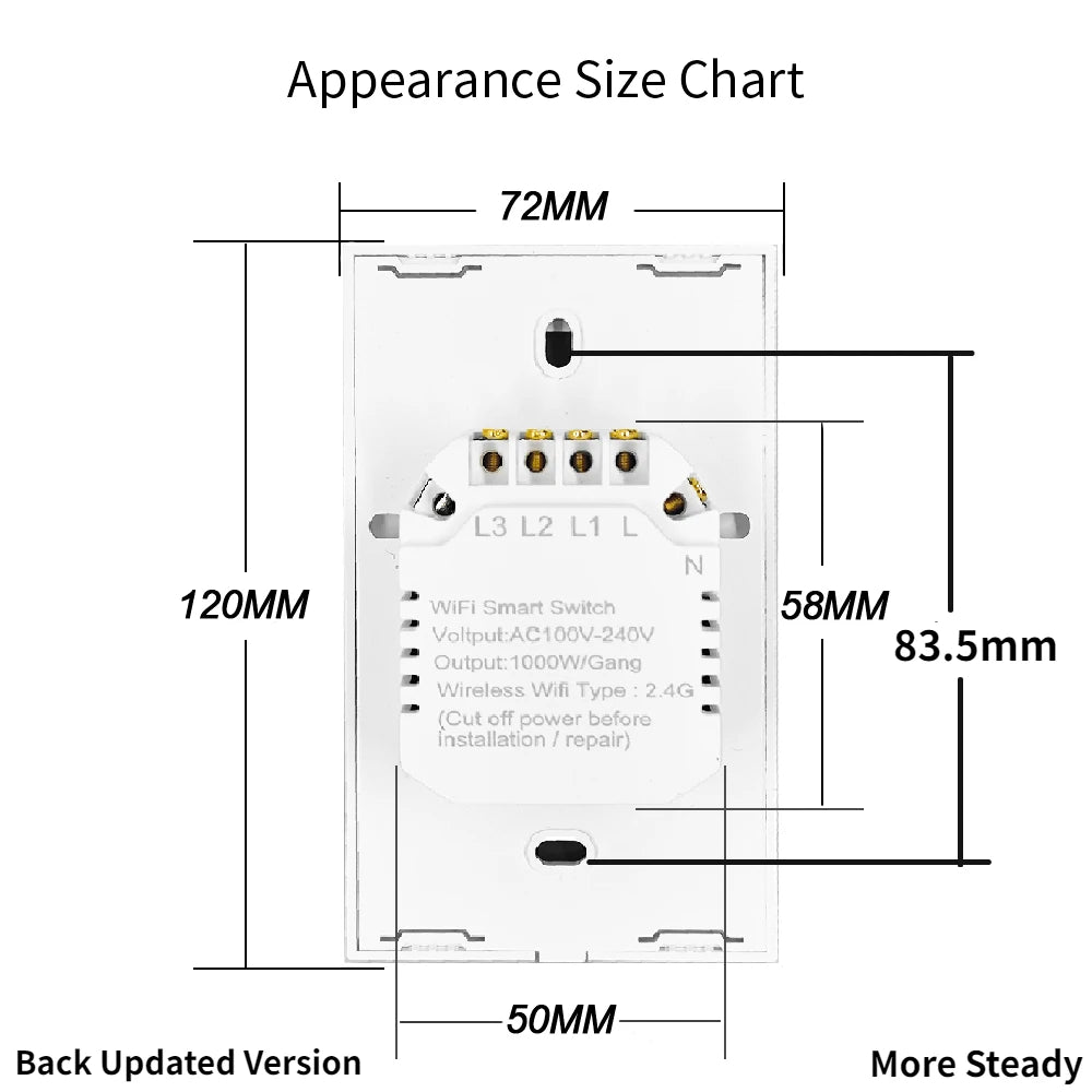 Tuya Smart Switches US RF433 1/2/3 Gang No Neutral Wire Touch Sensor LED Light Wifi Wall Switches Smart Home Alexa Google Home