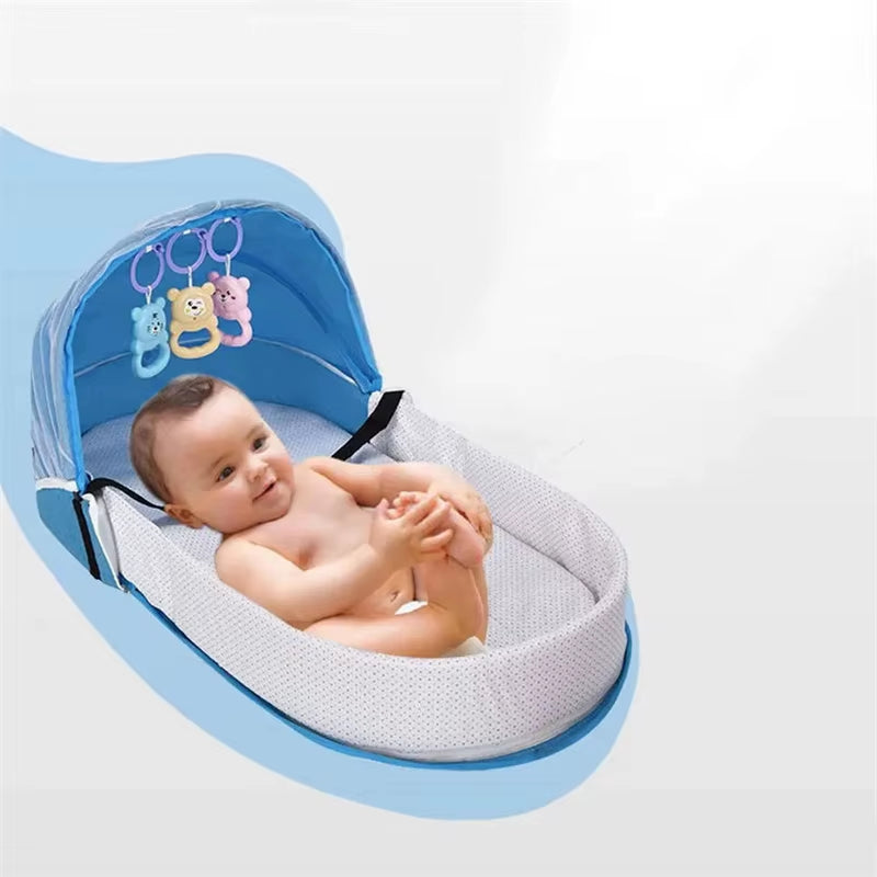 Portable Baby Crib with Mosquito Net - Convenient Folding Bed for Newborns, Ideal for Travel and Camping