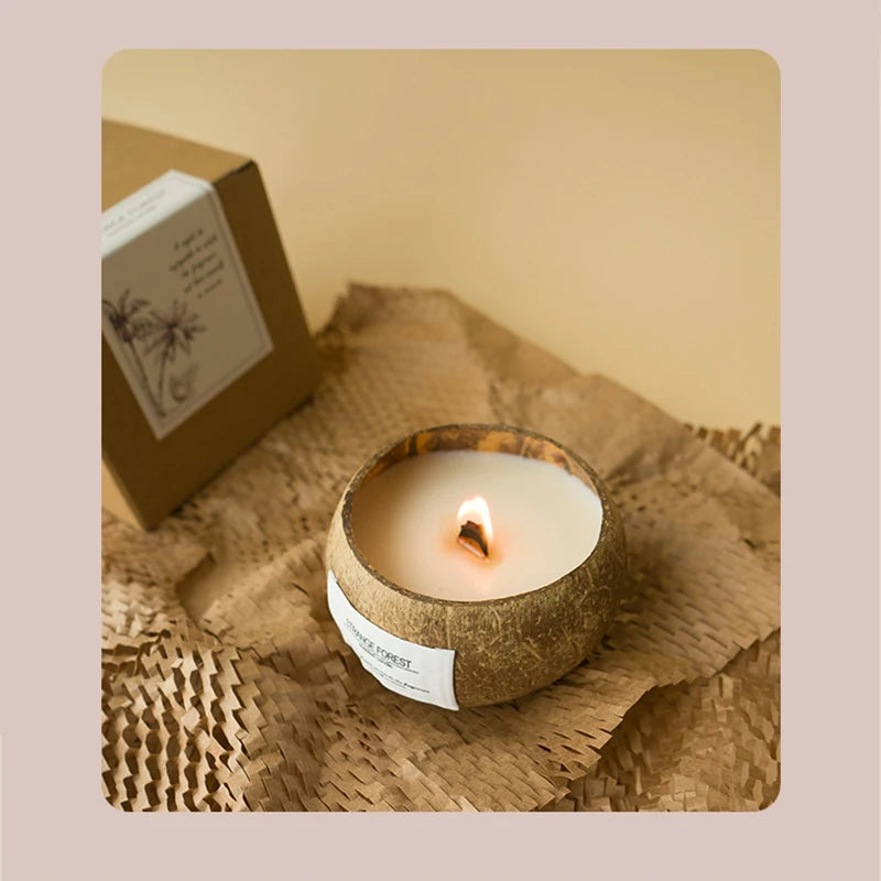 Indulge in Serenity: Coconut Shell Aromatherapy Candle with Essential Oil Fragrance - Your Premium Plant Wax Home Companion