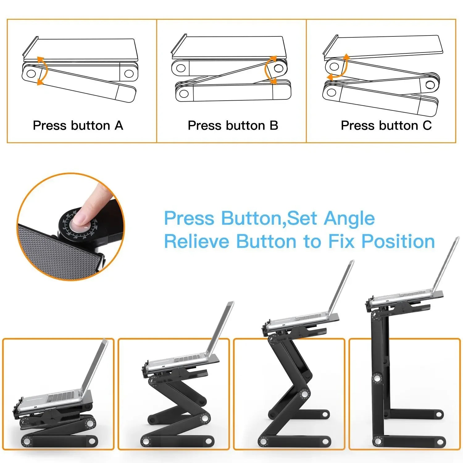 Elevate Your Comfort with the Adjustable Portable Aluminum Laptop Desk - Perfect for Bed, Couch, or Office!