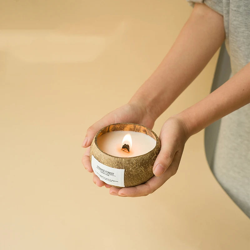 Indulge in Serenity: Coconut Shell Aromatherapy Candle with Essential Oil Fragrance - Your Premium Plant Wax Home Companion