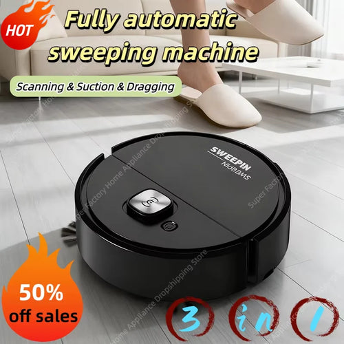 Revolutionary 3-in-1 Low Noise Mini Sweeping Robot for Effortless Cleaning - Fully Automatic Vacuum and Mop Machine 2026