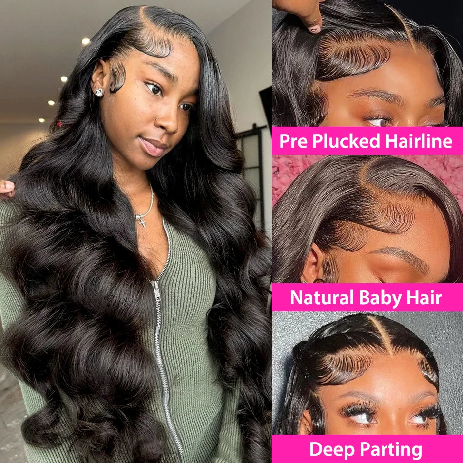 Transform Your Look with Our Luxurious 40 Inch Body Wave 13X6 HD Lace Frontal Wig - Perfect for Black Women, Pre-Plucked Brazilian Hair!