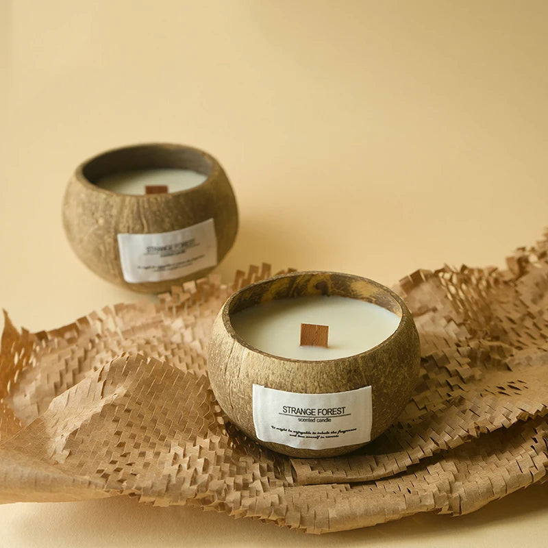 Indulge in Serenity: Coconut Shell Aromatherapy Candle with Essential Oil Fragrance - Your Premium Plant Wax Home Companion