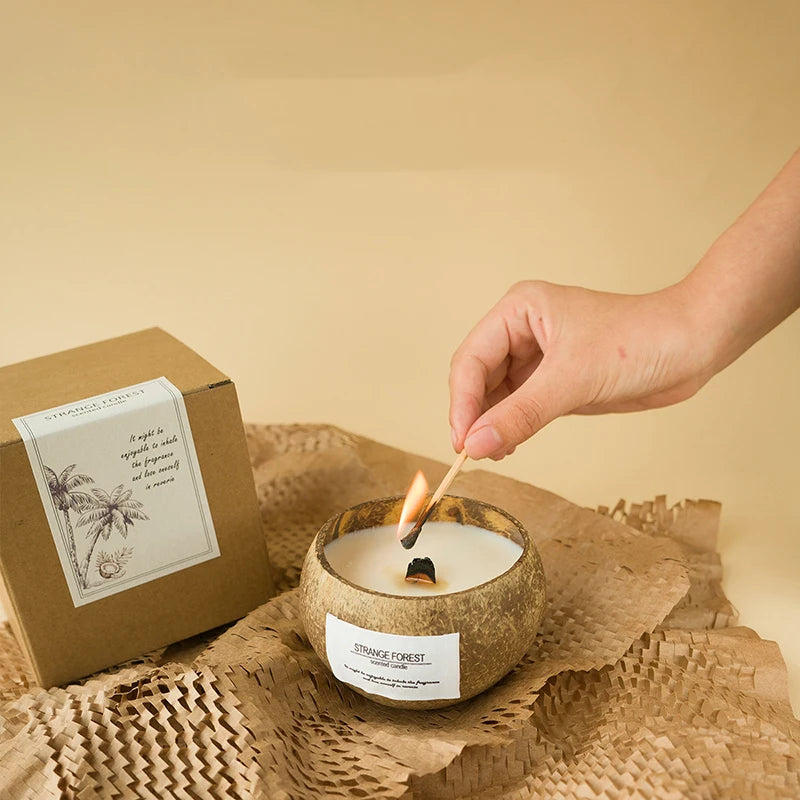 Indulge in Serenity: Coconut Shell Aromatherapy Candle with Essential Oil Fragrance - Your Premium Plant Wax Home Companion