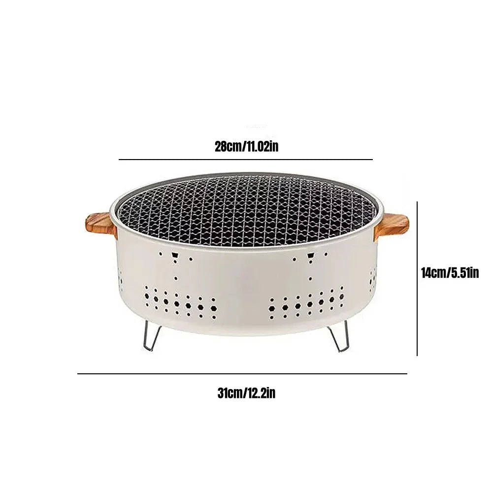 Portable Barbecue Grill Korean Charcoal Stove Stainless Steel Split BBQ Stove round Non-Stick Barbecue Rack for Outdoor Camping