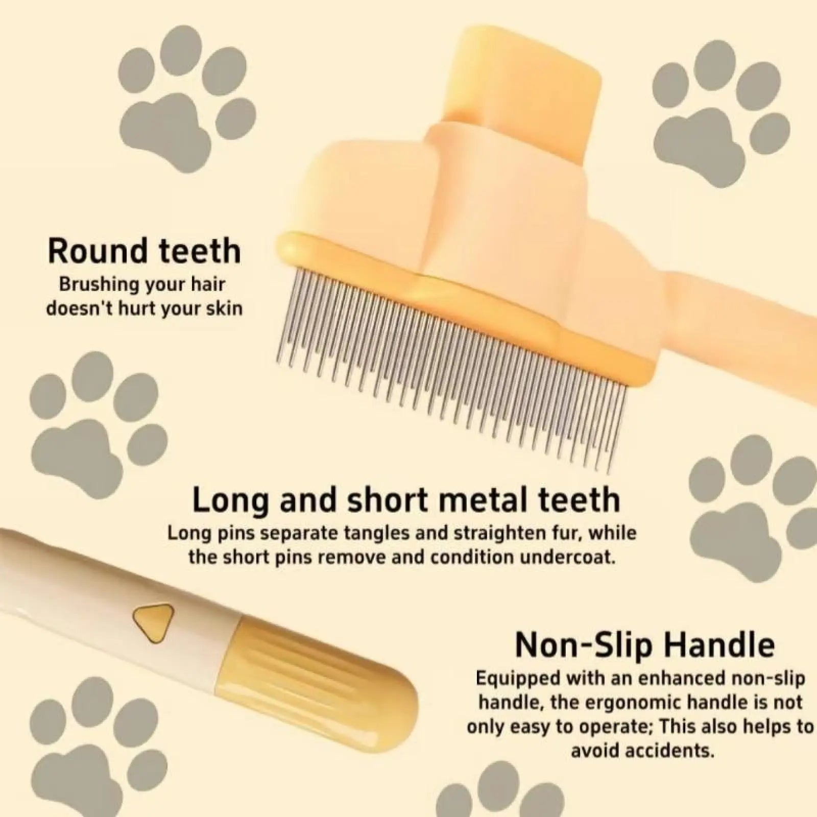 2-Pack Pet Hair Removal Comb Self-Cleaning Pet Comb for Dogs & Cats – Dual-Length Stainless Steel Teeth for Shedding, Tangles & Flea Removal | Easy-Clean Grooming Tool for Short &Long Hair, Ideal for Cats, Dogs & Small Pets.