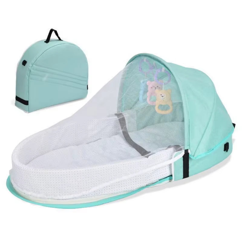 Portable Baby Crib with Mosquito Net - Convenient Folding Bed for Newborns, Ideal for Travel and Camping