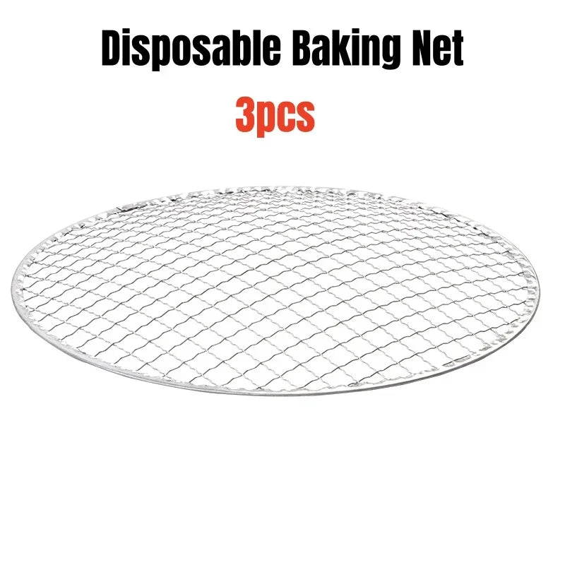 Portable Barbecue Grill Korean Charcoal Stove Stainless Steel Split BBQ Stove round Non-Stick Barbecue Rack for Outdoor Camping