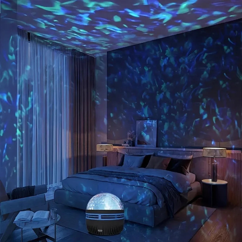 1Pc Vibrant Water Ripple LED Projection Light,Remote Control,Usb-Powered,Rgb Atmosphere Projector for Bedroom,Home Theater Decor
