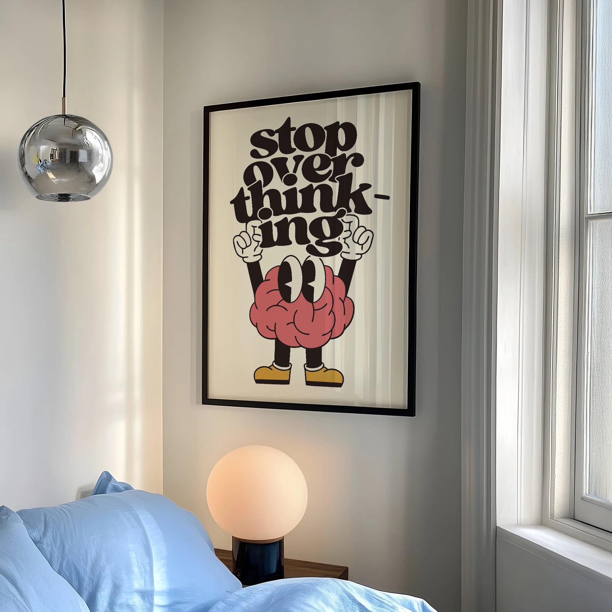 Stop Overthinking Brain and Shoes Wall Art Prints Canvas Painting Poster Picture for Living Bedroom Home Decor