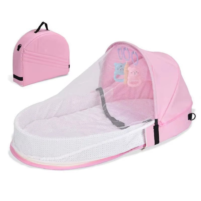 Portable Baby Crib with Mosquito Net - Convenient Folding Bed for Newborns, Ideal for Travel and Camping