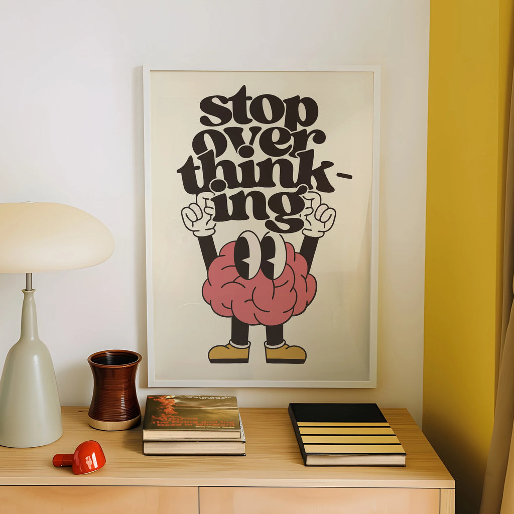 Stop Overthinking Brain and Shoes Wall Art Prints Canvas Painting Poster Picture for Living Bedroom Home Decor