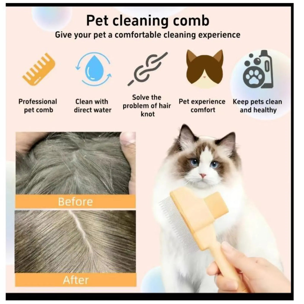 2-Pack Pet Hair Removal Comb Self-Cleaning Pet Comb for Dogs & Cats – Dual-Length Stainless Steel Teeth for Shedding, Tangles & Flea Removal | Easy-Clean Grooming Tool for Short &Long Hair, Ideal for Cats, Dogs & Small Pets.