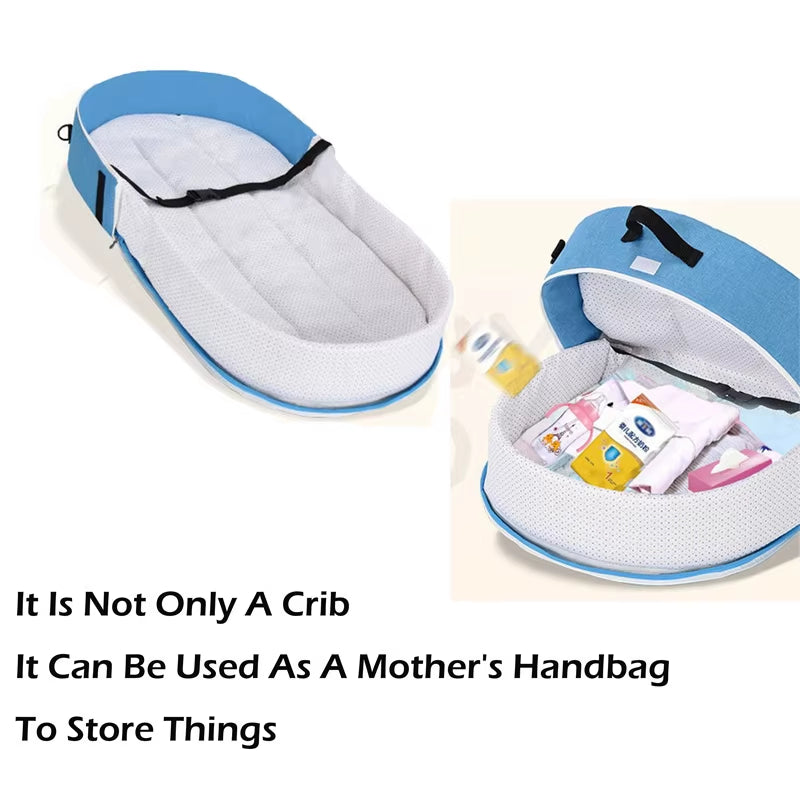 Portable Baby Crib with Mosquito Net - Convenient Folding Bed for Newborns, Ideal for Travel and Camping