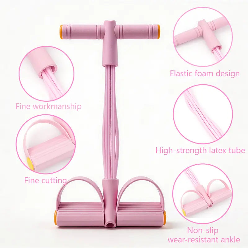Elastic Sit-Up Pull Rope Fitness Equipment, 6-Tube Pedal Resistance Band for Home Gym Yoga & Core Training