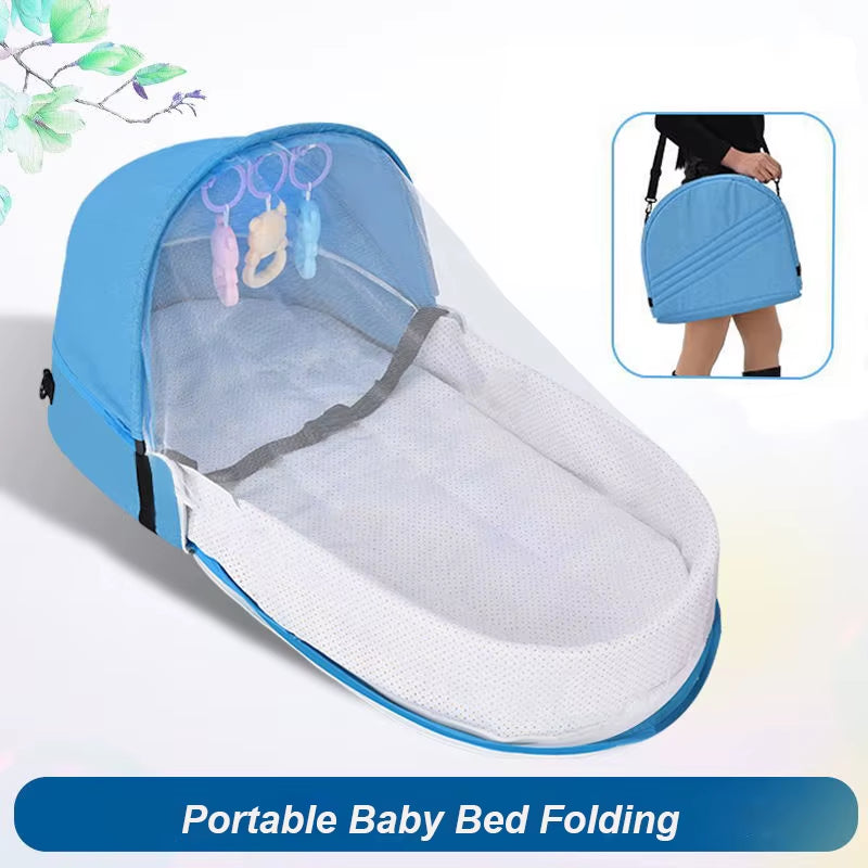 Portable Baby Crib with Mosquito Net - Convenient Folding Bed for Newborns, Ideal for Travel and Camping