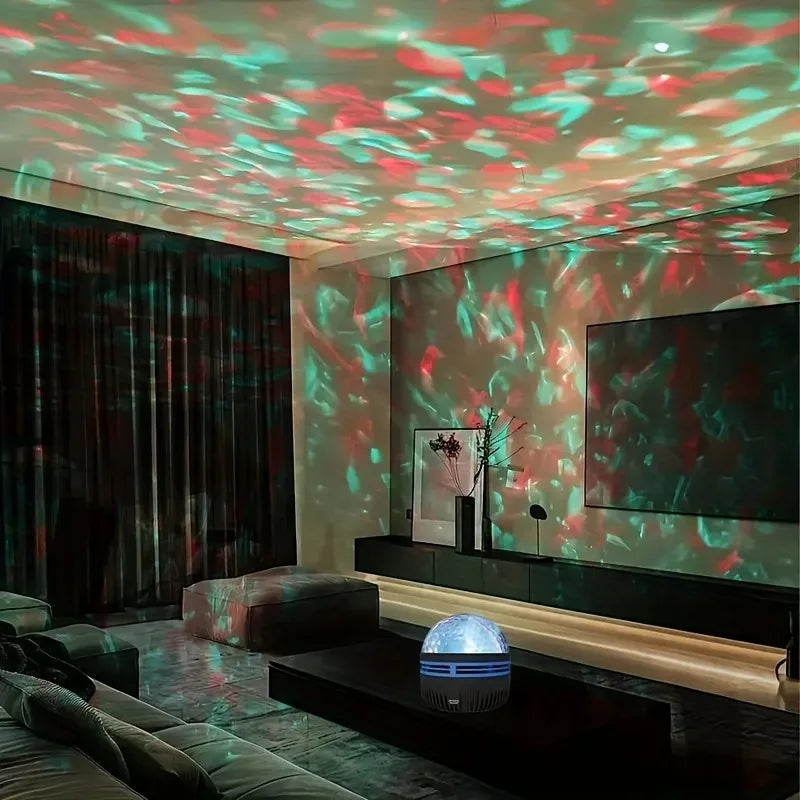 1Pc Vibrant Water Ripple LED Projection Light,Remote Control,Usb-Powered,Rgb Atmosphere Projector for Bedroom,Home Theater Decor