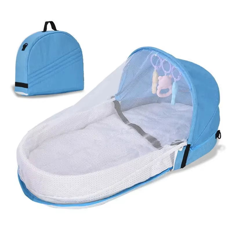 Portable Baby Crib with Mosquito Net - Convenient Folding Bed for Newborns, Ideal for Travel and Camping