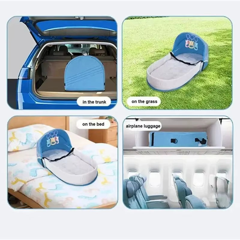 Portable Baby Crib with Mosquito Net - Convenient Folding Bed for Newborns, Ideal for Travel and Camping