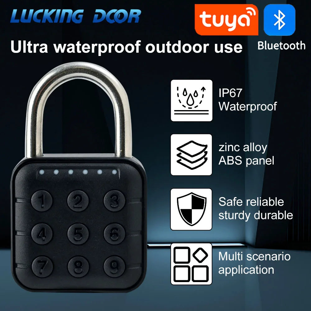 Tuya Smart Bluetooth Mini Password Fingerprint Padlock Waterproof Keyless Security Electronic Luggage Bag Case Anti-Theft Lock
