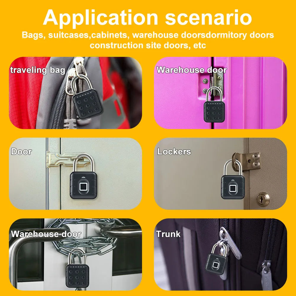 Tuya Smart Bluetooth Mini Password Fingerprint Padlock Waterproof Keyless Security Electronic Luggage Bag Case Anti-Theft Lock