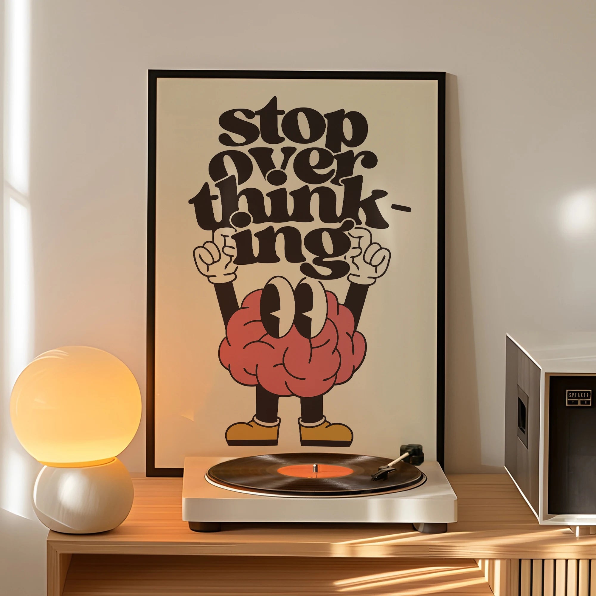 Stop Overthinking Brain and Shoes Wall Art Prints Canvas Painting Poster Picture for Living Bedroom Home Decor
